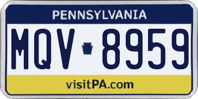PA license plate MQV8959