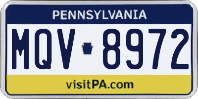 PA license plate MQV8972