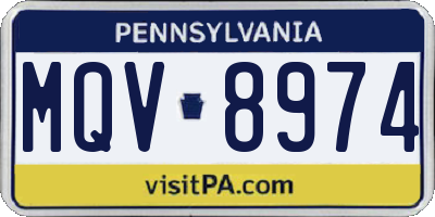 PA license plate MQV8974