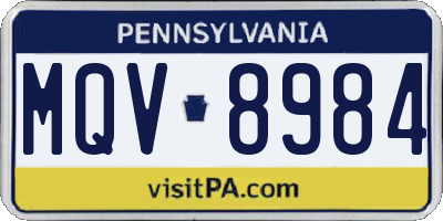 PA license plate MQV8984