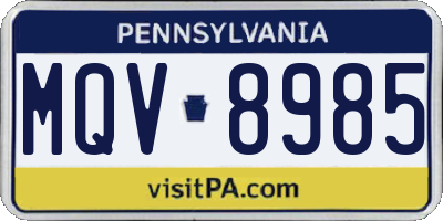 PA license plate MQV8985