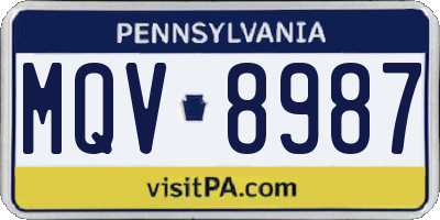 PA license plate MQV8987