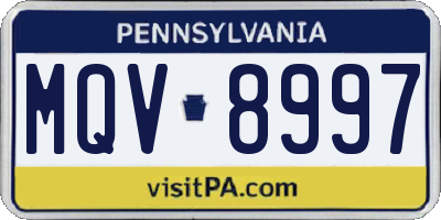 PA license plate MQV8997
