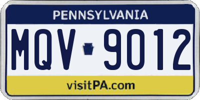 PA license plate MQV9012