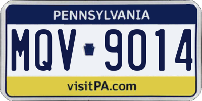 PA license plate MQV9014
