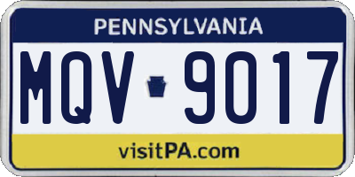 PA license plate MQV9017