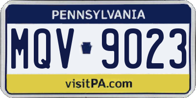PA license plate MQV9023