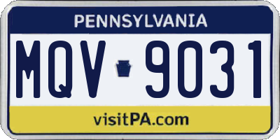 PA license plate MQV9031