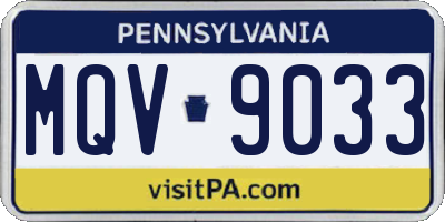 PA license plate MQV9033