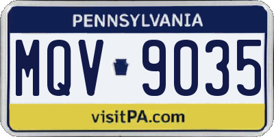 PA license plate MQV9035