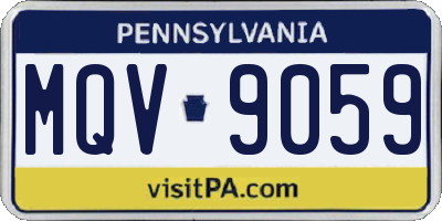 PA license plate MQV9059