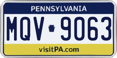 PA license plate MQV9063