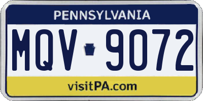 PA license plate MQV9072