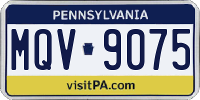 PA license plate MQV9075