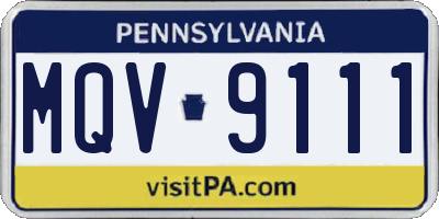 PA license plate MQV9111