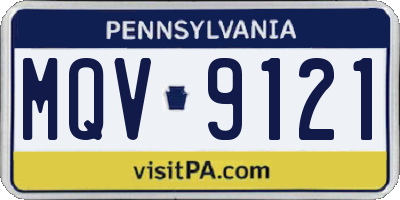PA license plate MQV9121
