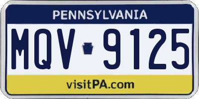 PA license plate MQV9125