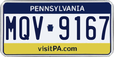 PA license plate MQV9167