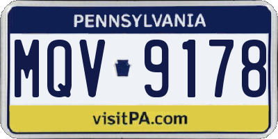 PA license plate MQV9178