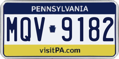 PA license plate MQV9182
