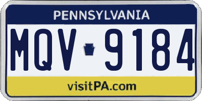 PA license plate MQV9184