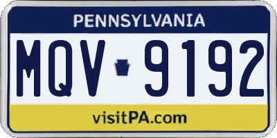 PA license plate MQV9192