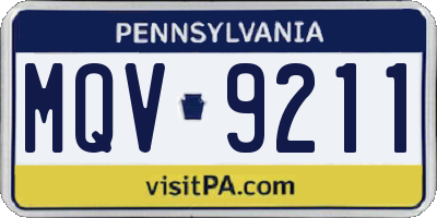 PA license plate MQV9211