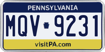 PA license plate MQV9231