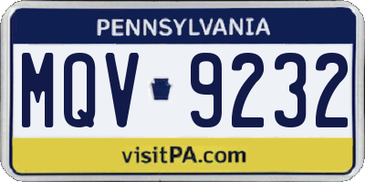 PA license plate MQV9232