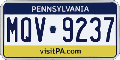 PA license plate MQV9237