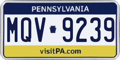 PA license plate MQV9239