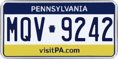 PA license plate MQV9242