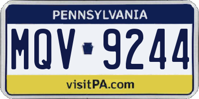 PA license plate MQV9244
