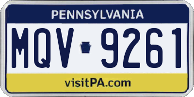 PA license plate MQV9261