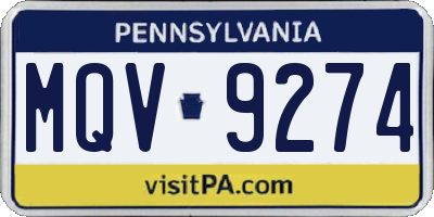 PA license plate MQV9274