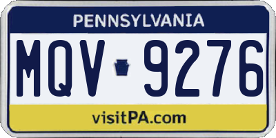 PA license plate MQV9276