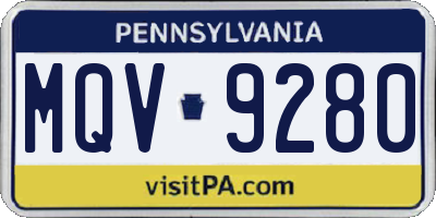 PA license plate MQV9280