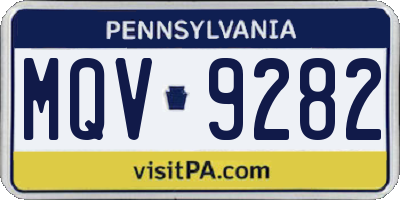 PA license plate MQV9282