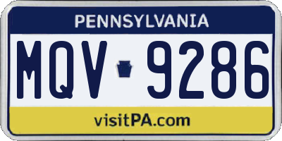PA license plate MQV9286