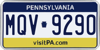 PA license plate MQV9290