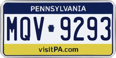 PA license plate MQV9293