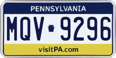 PA license plate MQV9296