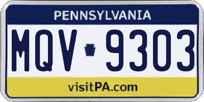 PA license plate MQV9303