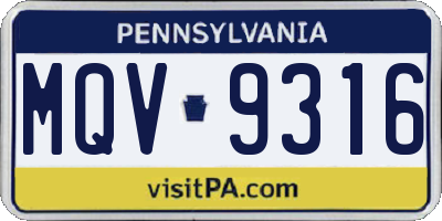 PA license plate MQV9316