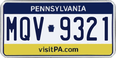 PA license plate MQV9321