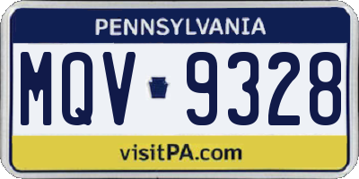 PA license plate MQV9328