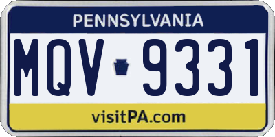 PA license plate MQV9331