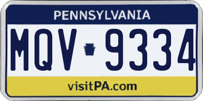 PA license plate MQV9334