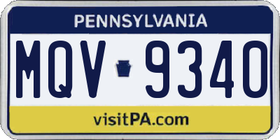 PA license plate MQV9340