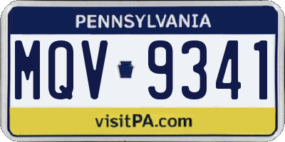 PA license plate MQV9341